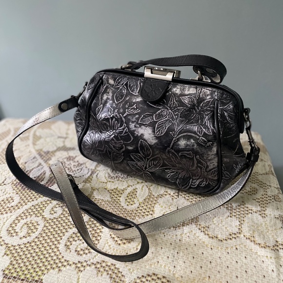 Patricia Nash black with silver tarnish clutch strap bag - Picture 1 of 4